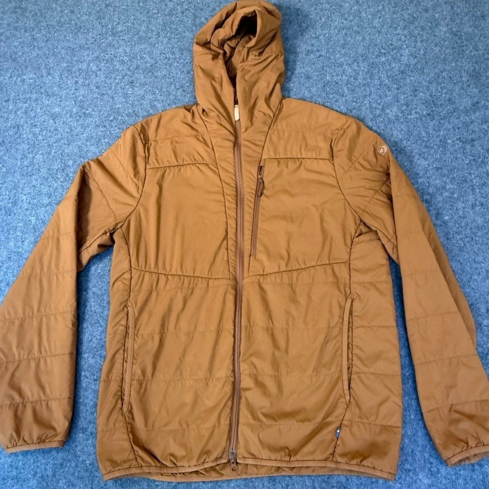 Fjallraven Mens Keb Padded Hoodie Orange Rust Brown Insulated Jacket L